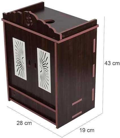 日蓮掛け軸及び木彫の仏様付仏壇と木製タンス 引き出し付き ダーク